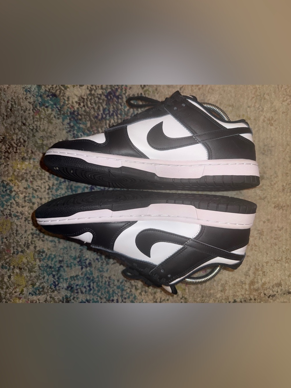 Nike Men’s Black and White Panda Low-Top Sneakers with Swoosh